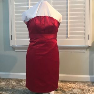 The Limited Red Satin Strapless Dress